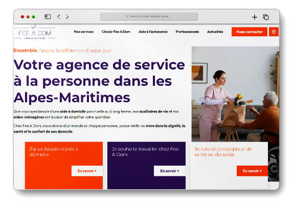 Réalisation site web Fee A Dom - Services à la personne Alpes-Maritime