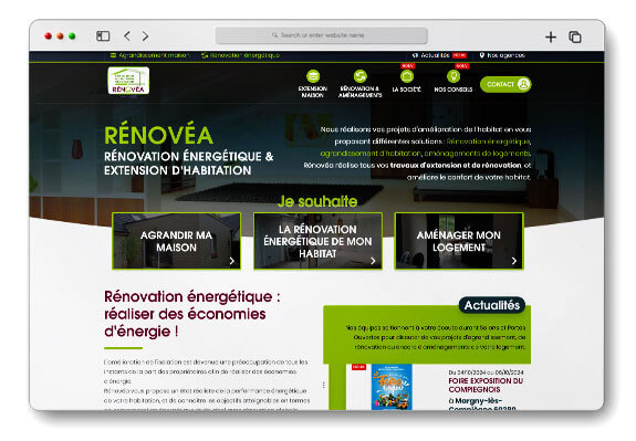 Réalisation site web Rénovéa - Extension maison et rénovation énergétique