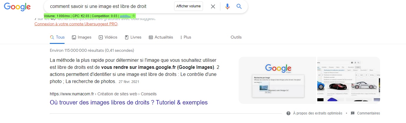 Position zéro Numacom sur expression comment savoir si une image est libre de droit